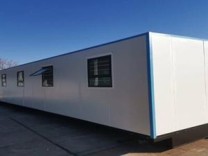 Contemporary park home office building designed by East Rand Containers, showcasing a functional workspace with efficient layout and high-quality materials